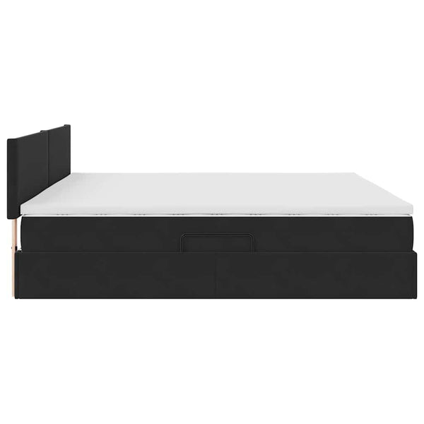 Bett mit Stauraum und LED Schwarz 200x200cm Samt