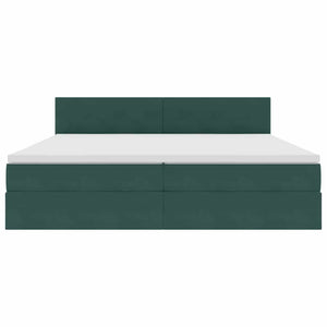 Bett mit Stauraum und LED Dunkelgrün 200x200 cm