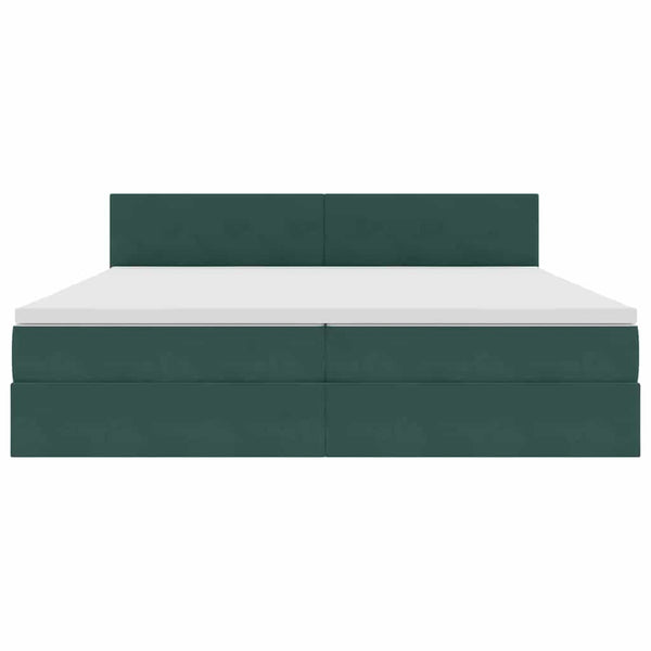 Bett mit Stauraum und LED Dunkelgrün 200x200 cm