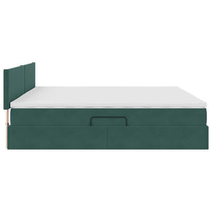 Bett mit Stauraum und LED Dunkelgrün 200x200 cm