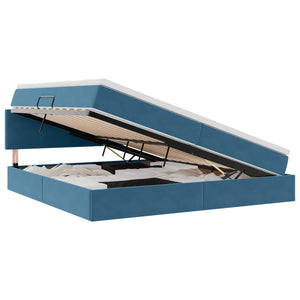 Bett mit Stauraum & LED Dunkelblau Samt 200x200