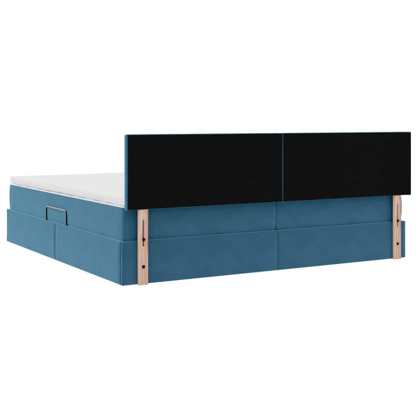 Bett mit Stauraum & LED Dunkelblau Samt 200x200