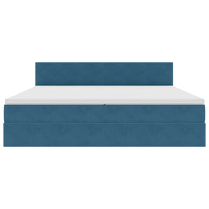 Bett mit Stauraum & LED Dunkelblau Samt 200x200