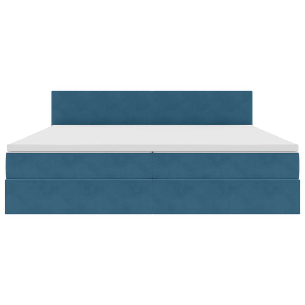 Bett mit Stauraum & LED Dunkelblau Samt 200x200