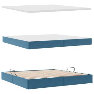 Bett mit Stauraum & LED Dunkelblau Samt 200x200