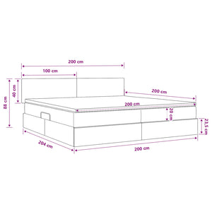 Bett mit Stauraum & LED Dunkelblau Samt 200x200