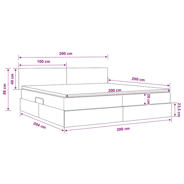 Bett mit Stauraum & LED Dunkelblau Samt 200x200