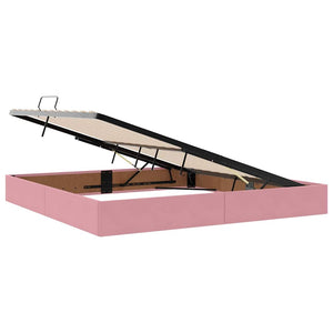 Bett mit Stauraum LED und Matratze Rosa Samt 200x200
