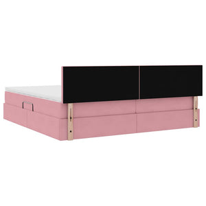 Bett mit Stauraum LED und Matratze Rosa Samt 200x200
