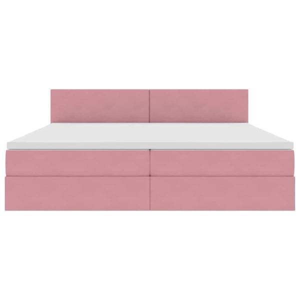 Bett mit Stauraum LED und Matratze Rosa Samt 200x200