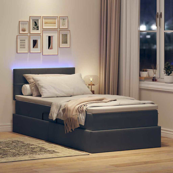 Bett mit Stauraum & LED Dunkelgrau 90x200 cm