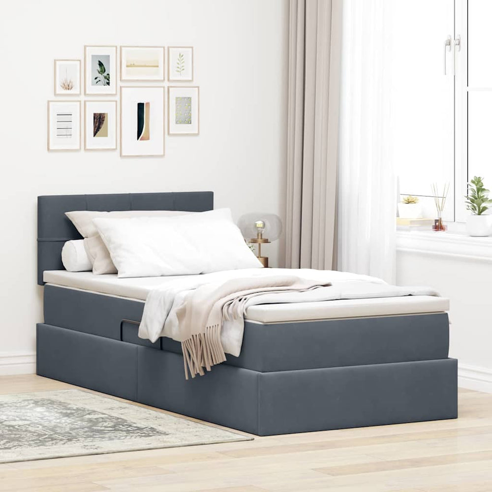 Bett mit Stauraum & LED Dunkelgrau 90x200 cm