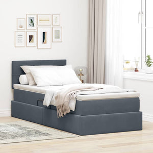 Bett mit Stauraum & LED Dunkelgrau 90x200 cm