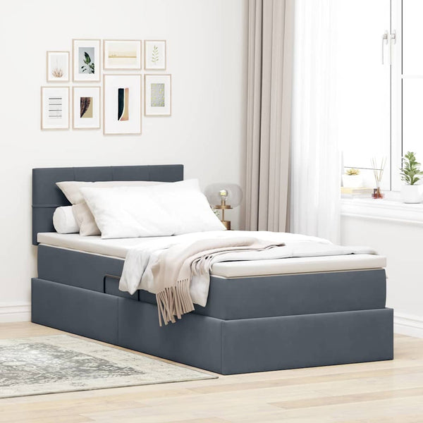 Bett mit Stauraum & LED Dunkelgrau 90x200 cm
