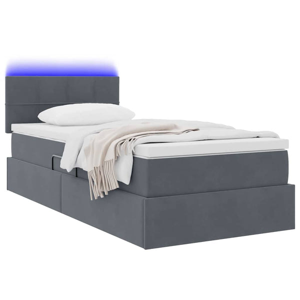 Bett mit Stauraum & LED Dunkelgrau 90x200 cm