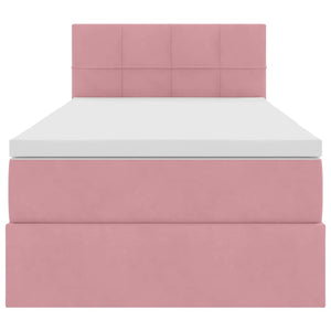 Bett mit Stauraum, LED & Matratze Rosa Samt 90x200