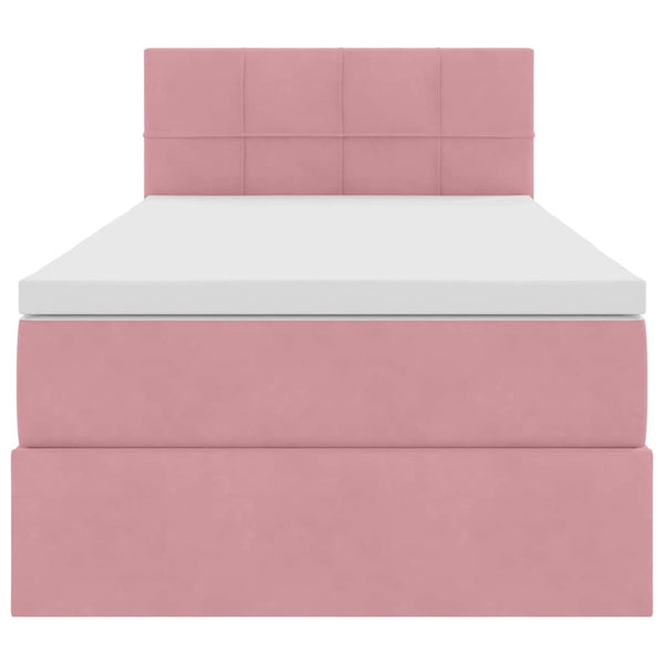 Bett mit Stauraum, LED & Matratze Rosa Samt 90x200