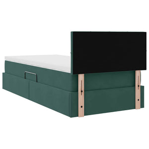 Bett mit Stauraum LED Dunkelgrün Samt 100x200 cm