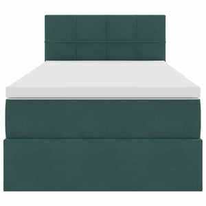 Bett mit Stauraum LED Dunkelgrün Samt 100x200 cm