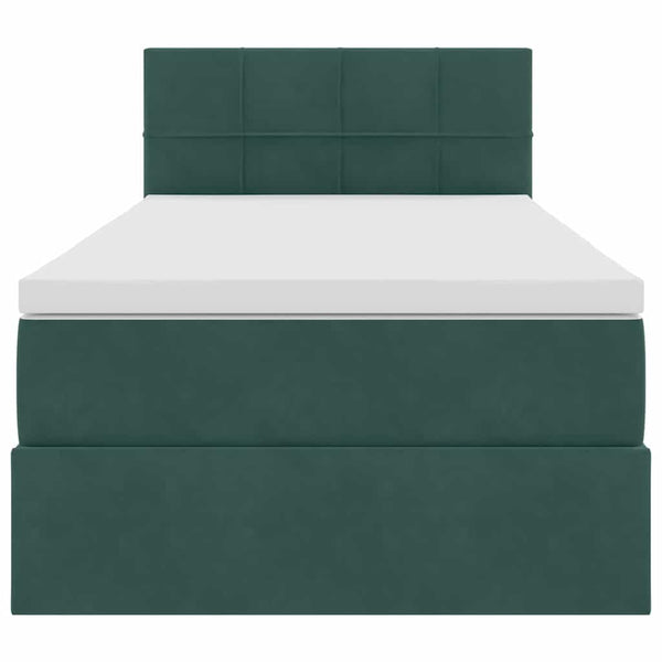 Bett mit Stauraum LED Dunkelgrün Samt 100x200 cm