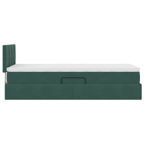Bett mit Stauraum LED Dunkelgrün Samt 100x200 cm