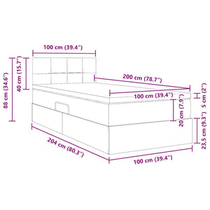 Bett mit Stauraum LED Dunkelgrün Samt 100x200 cm