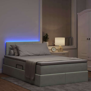 Bett mit Stauraum LED Hellgrau Samt 120x200