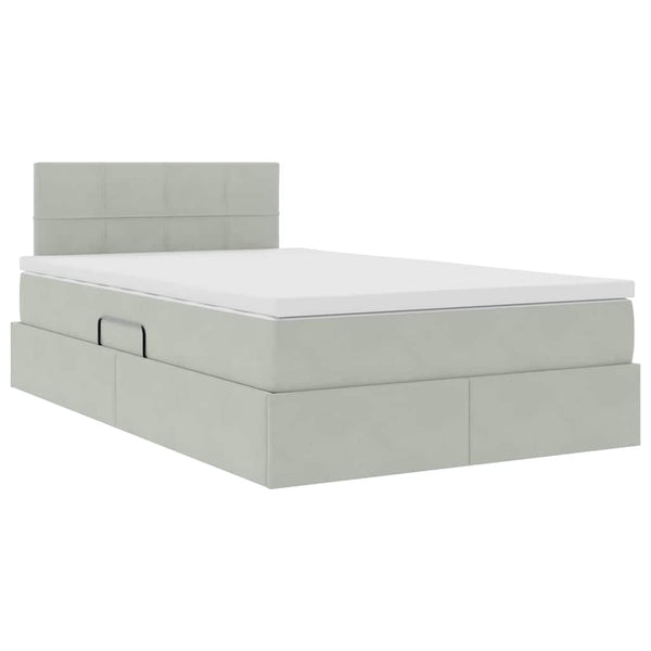 Bett mit Stauraum LED Hellgrau Samt 120x200