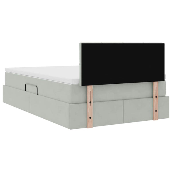 Bett mit Stauraum LED Hellgrau Samt 120x200