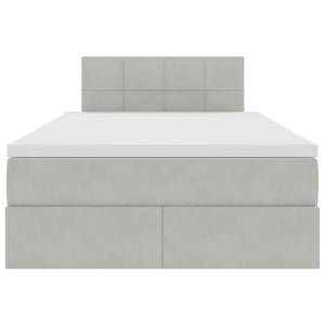 Bett mit Stauraum LED Hellgrau Samt 120x200