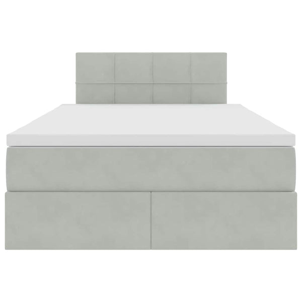 Bett mit Stauraum LED Hellgrau Samt 120x200