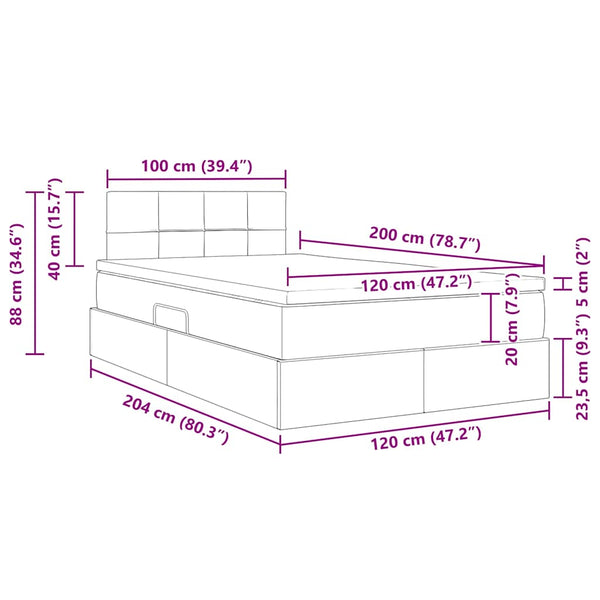 Bett mit Stauraum LED Hellgrau Samt 120x200