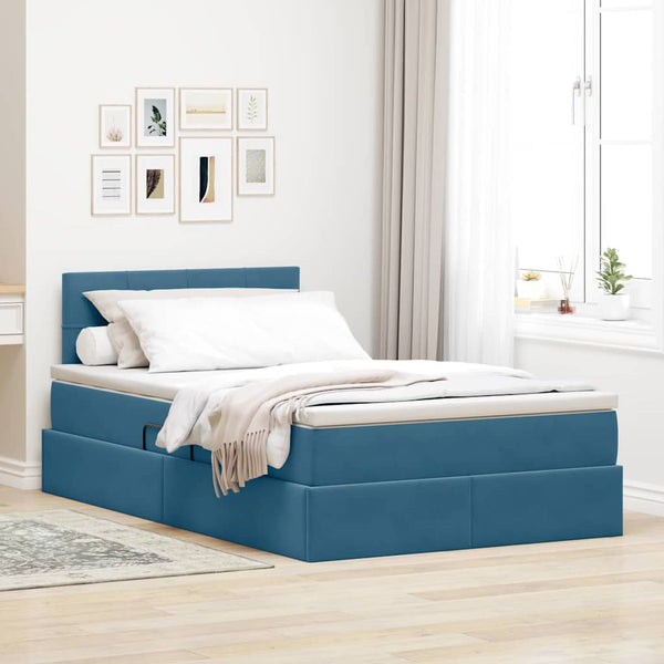 Bett mit Stauraum LED Dunkelblau Samt 120x200 cm