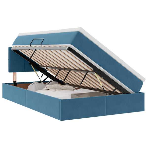 Bett mit Stauraum LED Dunkelblau Samt 120x200 cm