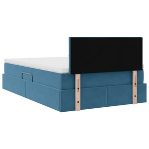 Bett mit Stauraum LED Dunkelblau Samt 120x200 cm