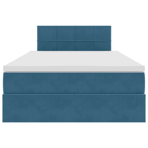 Bett mit Stauraum LED Dunkelblau Samt 120x200 cm