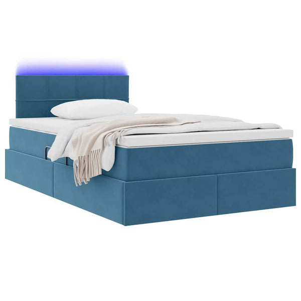 Bett mit Stauraum LED Dunkelblau Samt 120x200 cm