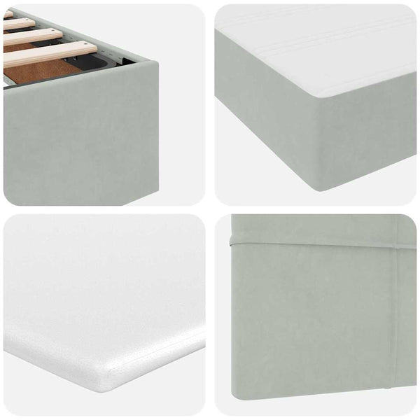 Bett mit Stauraum LED Hellgrau Samt 140x190
