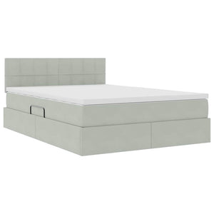 Bett mit Stauraum LED Hellgrau Samt 140x190