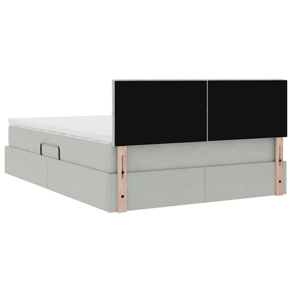 Bett mit Stauraum LED Hellgrau Samt 140x190