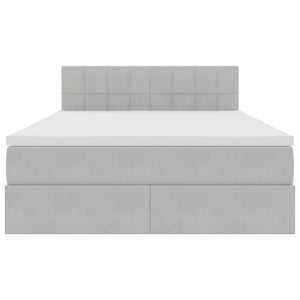 Bett mit Stauraum LED Hellgrau Samt 140x190