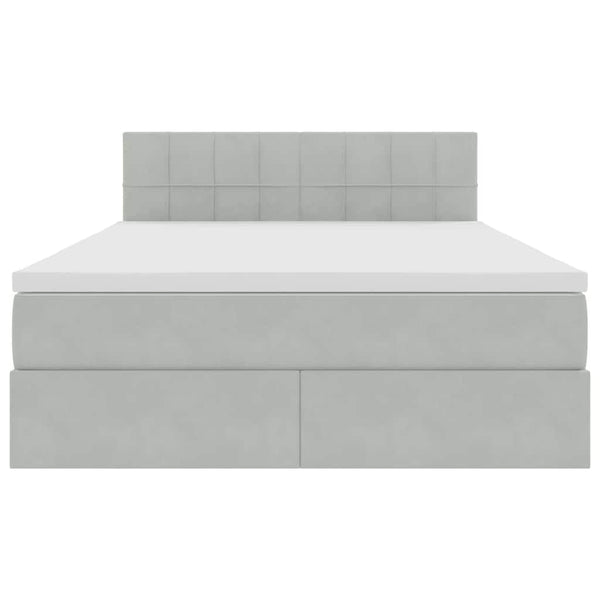 Bett mit Stauraum LED Hellgrau Samt 140x190