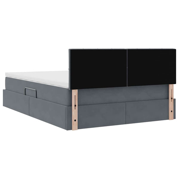 Bett mit Stauraum & LED Dunkelgrau Samt 140x190