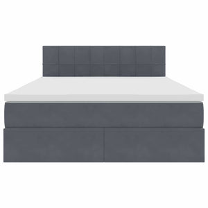 Bett mit Stauraum & LED Dunkelgrau Samt 140x190