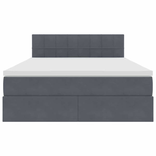 Bett mit Stauraum & LED Dunkelgrau Samt 140x190