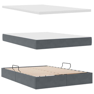 Bett mit Stauraum & LED Dunkelgrau Samt 140x190