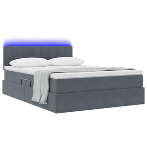 Bett mit Stauraum & LED Dunkelgrau Samt 140x190