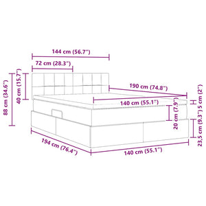 Bett mit Stauraum & LED Dunkelgrau Samt 140x190