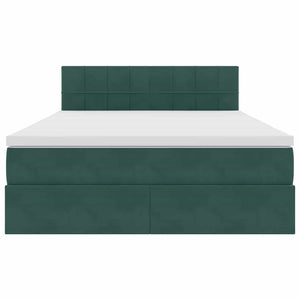 vidaXL Lit de rangement avec LED vert foncé 140 x 190 cm Velours