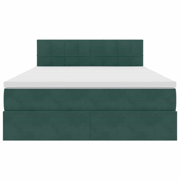 vidaXL Lit de rangement avec LED vert foncé 140 x 190 cm Velours